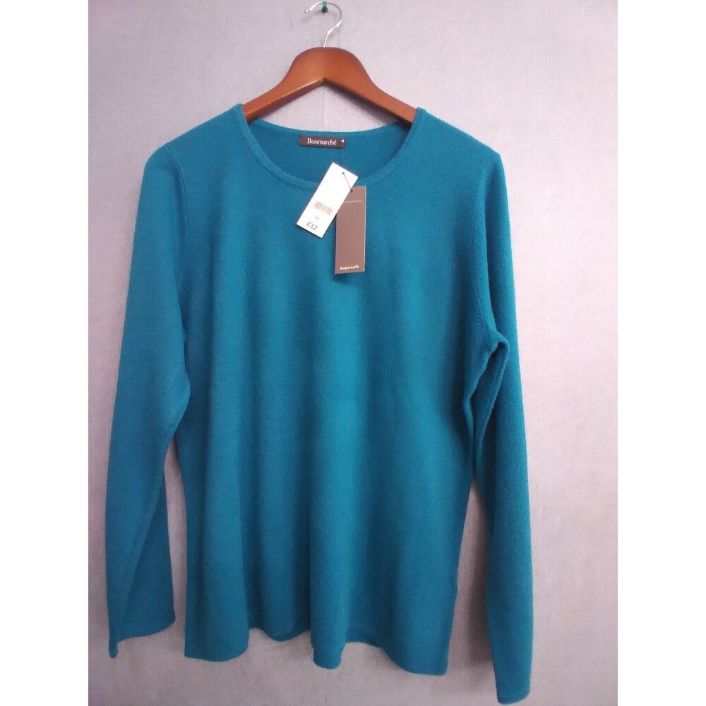 Bonmarché Supersoft Teal Blue Crewneck Sweater Long Sleeve Casual Comfort‎